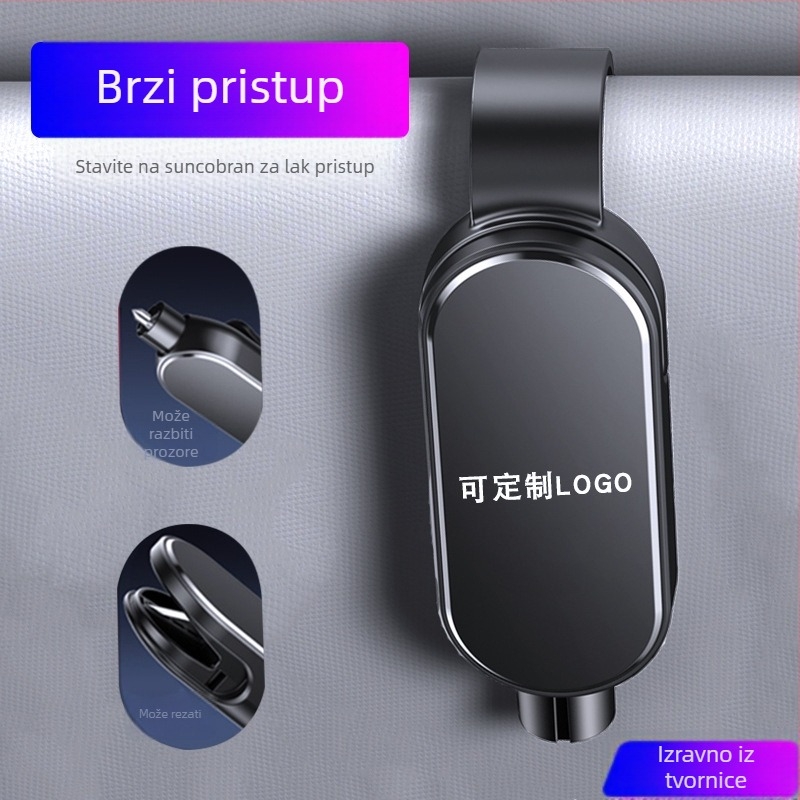 Automobilski sigurnosni čekić s provalom prozora i rezačem – višefunkcionalni alat za bijeg, ABS/metal, 60 g