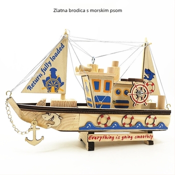 Drveni glazbeni model piratskog broda – lotus drvo, ručna izrada, kineski stil, Tnukk