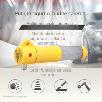Automobilski hitni čekić 4-u-1 s probijanjem stakla, marka Figure, materijal: plastika + titan čelik + magnet, 200 g, prilagođena proizvodnja