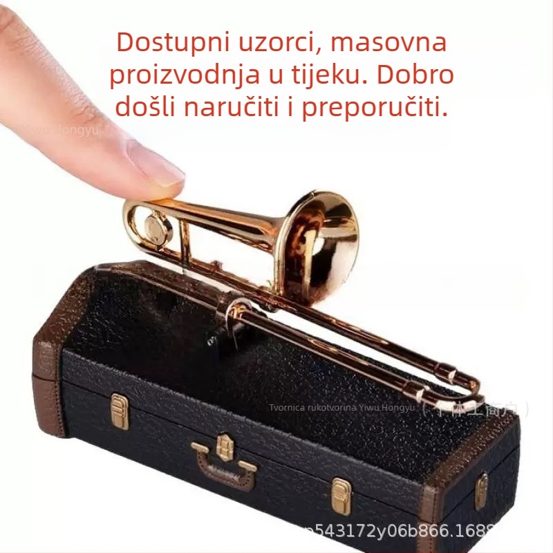 Glazbena kutija sa tužnim trombonom — smola, moderni minimalistički stil, dar za razne prigode