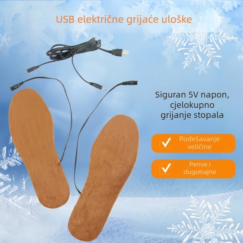 Unisex USB grijani ulošci za obuću (napajanje USB, grijanje, cijeli ulošak, vuneni filc)