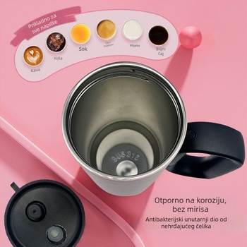 Izolirana šalica s drškom, unutarnja 304 nehrđajućeg čelika, vanjska 201, vakuumska izolacija 6–12 sati, odvajanje čaja i vode, dolazi sa slamkom