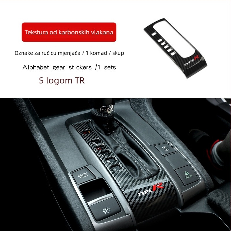 ABS ploča mjenjača za 10. generaciju Honda Civica, središnja konzola, kompatibilno s 2016-2021 hatchback i sedan, težina 16 g