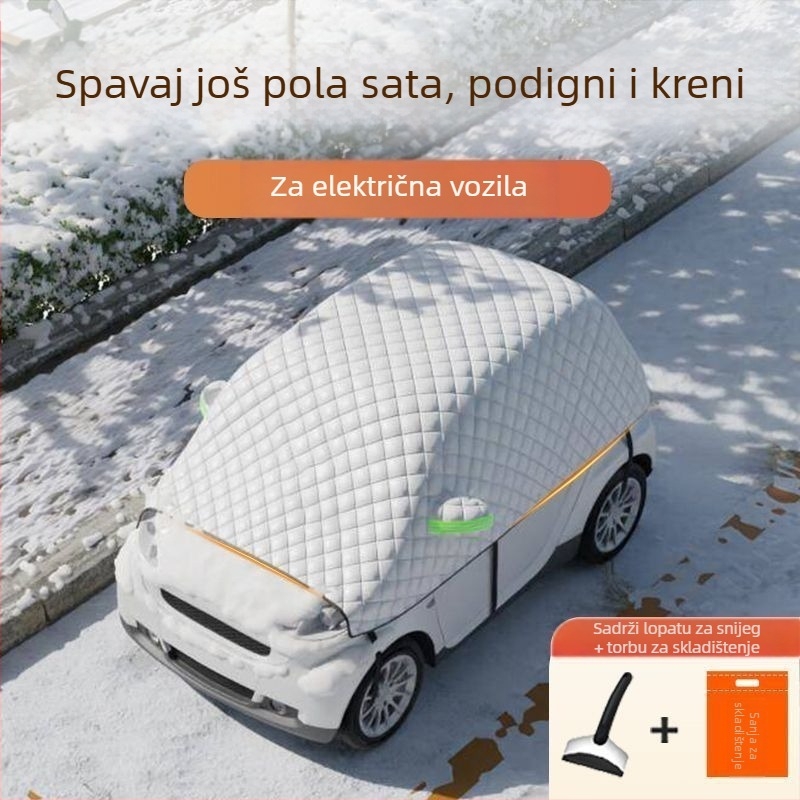 Električni snježni pokrov za prednji dio universalnog četverotočkaškog vozila, debela aluminijska folija, teleskopska ugradnja, zaštita prednjeg dijela