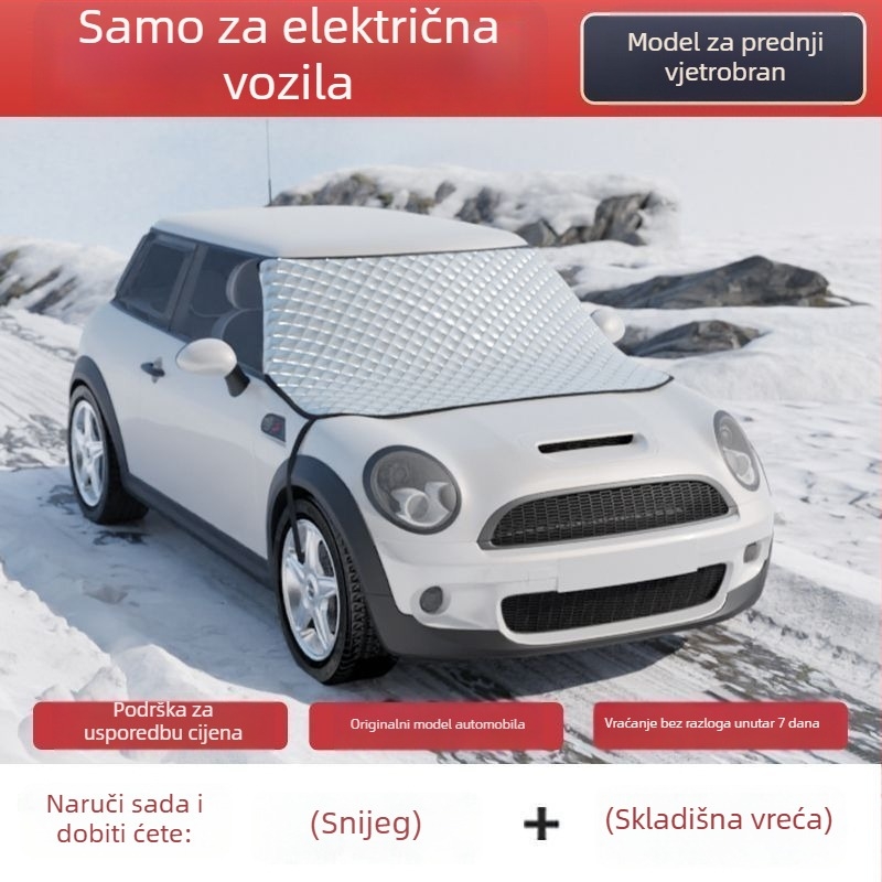 Električni snježni pokrov za prednji dio universalnog četverotočkaškog vozila, debela aluminijska folija, teleskopska ugradnja, zaštita prednjeg dijela