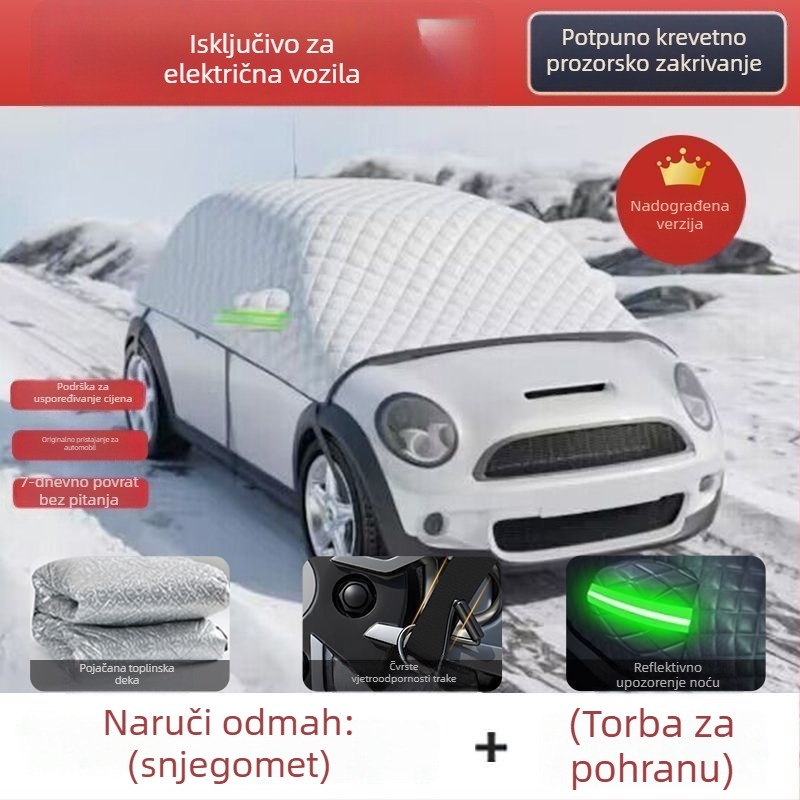 Električni snježni pokrov za prednji dio universalnog četverotočkaškog vozila, debela aluminijska folija, teleskopska ugradnja, zaštita prednjeg dijela