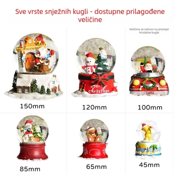 Prilagodljiva smolna kristalna kugla viseća ukras, životinjskog oblika, s automatskim snježnim efektom i glazbenom kutijom