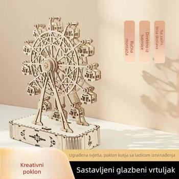 Ručni drveni DIY model s muzičkom kutijom i Ferris Wheel, prilagođena obrada, u stilu Novog kineskog