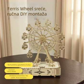 Ručni drveni DIY model s muzičkom kutijom i Ferris Wheel, prilagođena obrada, u stilu Novog kineskog