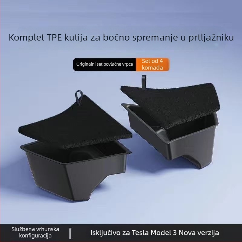 Kutija za prtljažnik s bočnim džepovima za Tesla Model Y i Model 3, TPE materijal