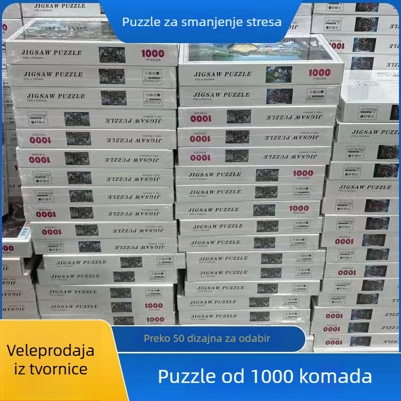 1000-dijelni puzzle s crtanim likovima – edukativni ravni puzzle od papira, DIY spreman, prilagođene uzorke, za uzrast 7–14 godina
