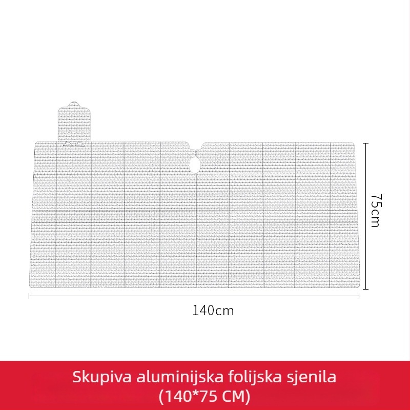 Auto sjenilo od debelog aluminijskog folija, toplinska izolacija, prenosna zaštita od Sunca, pričvršćivanje usisnom čašom