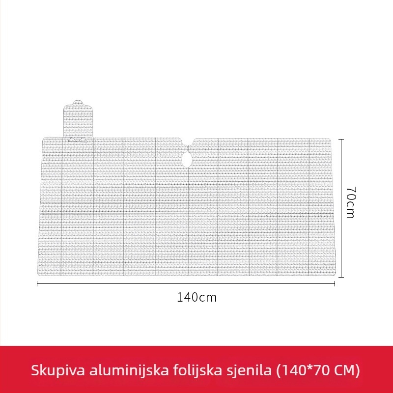 Auto sjenilo od debelog aluminijskog folija, toplinska izolacija, prenosna zaštita od Sunca, pričvršćivanje usisnom čašom