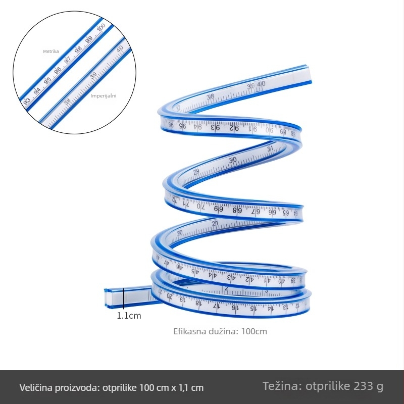 Keling fleksibilni zakrivljeni ravnilo – savitljivo mjerno sredstvo za šivanje, plastično
