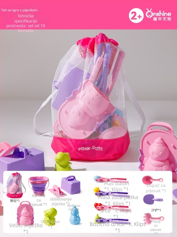 Set igračaka za pijesak na plaži s lopaticom i sklopivim kanteom, plastika, za djecu 4–6 godina