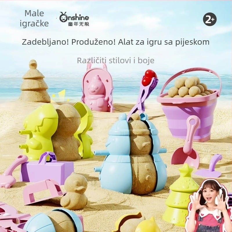 Set igračaka za pijesak na plaži s lopaticom i sklopivim kanteom, plastika, za djecu 4–6 godina