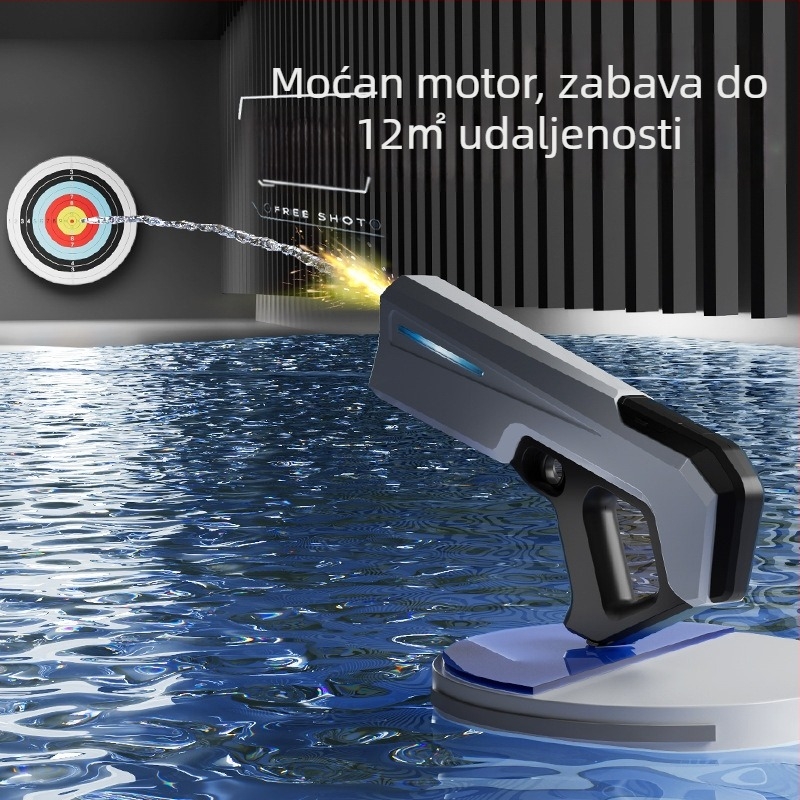 Električni vodeni pištolj igračka s pulsnim svjetlom, automatsko usisavanje vode i visokotlačni prskanje (uzrast 7–14 godina)