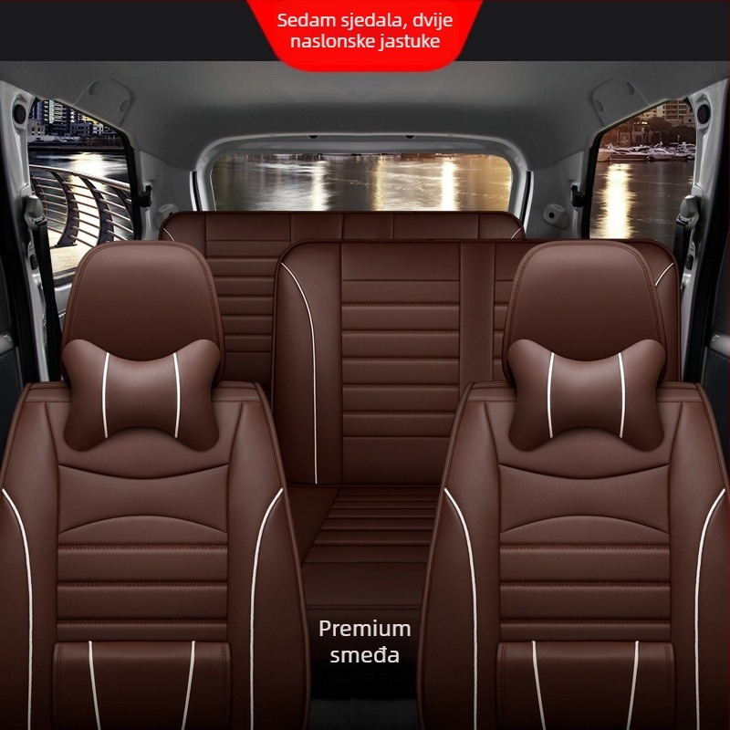 Enchanted Jun Ultrafilm Leather set navlaka za sjedala automobila, sedam komada, za Wuling Hongguang S/S1/S3 Rongguang V, četiri sezone, ravni stil, bez punila