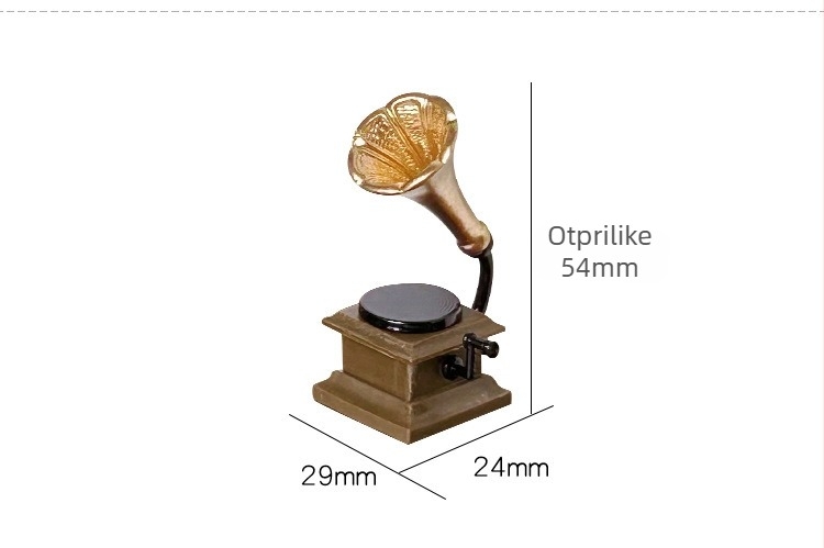 Miniaturni ukras za kućicu za lutke: gramofon od smole i legure, simulirano dnevno sobno uređenje, model igračka, uzrast 14+.
