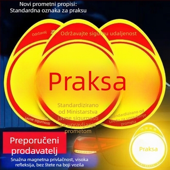 Reflektivna upozoravajuća naljepnica za stražnji dio automobila – magnetnog tipa, 3D naljepnica, s tekstom
