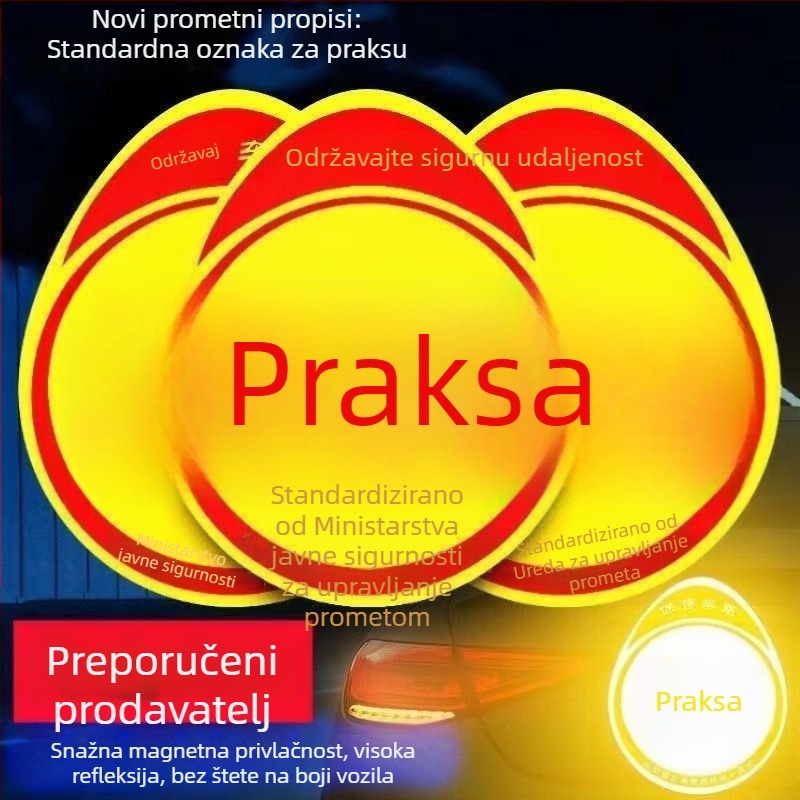 Reflektivna upozoravajuća naljepnica za stražnji dio automobila – magnetnog tipa, 3D naljepnica, s tekstom