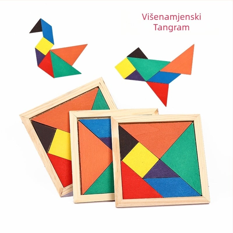 Drvena Tangram slagalica za razvoj mozga, uzrast 4-6 godina, DIY-friendly, branda Baffling, ravni panel