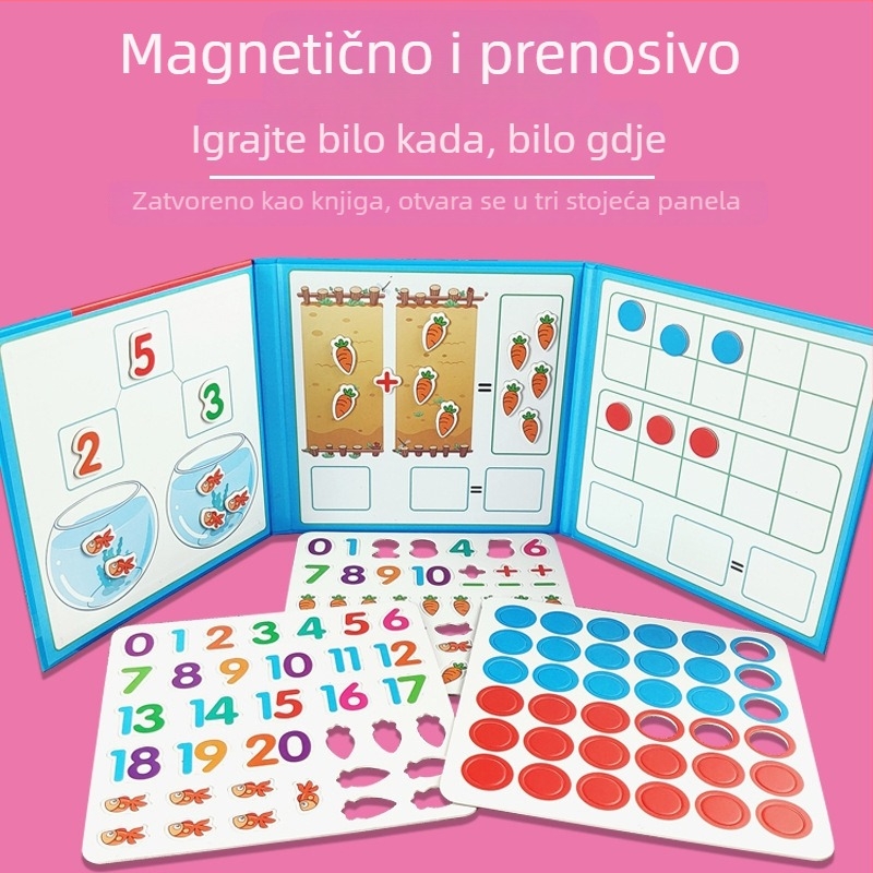 Magnetska edukativna slagalica za djecu – matematika i rani razvoj, OEM prilagodba logotipa, mrećasta vrećica za pakiranje, papirni materijal, uzrast 4–6 godina