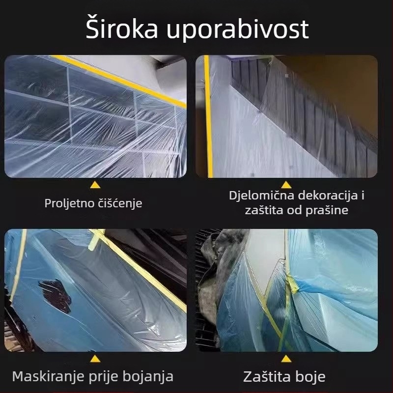 Maskirajuća folija za bojanje automobila s PE folijom, viskozno vodotopivo ljepilo, papirni jezgrom, za maskiranje automobila i namještaja