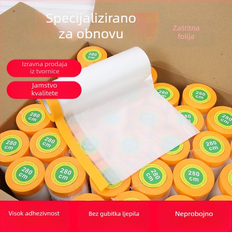 Prozirna zaštitna folija za sprej, PE zaštitni film za namještaj, zidove, pločice i staklo; debljina oko 1 mm; s ljepilnom trakom ili bez nje; ne ostavlja tragove, lako se odvaja
