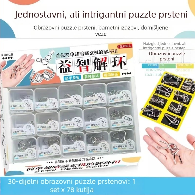 Igračka za otključavanje za vježbanje strpljenja, za djecu 4–6 godina, u kutiji, velika kutija s 30 malih kutija.