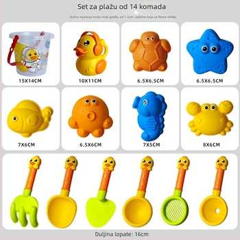 Set dječjih plažnih igračaka: lopatice, kofa i mali pijesak časovnik (plastika; za djecu 4–6 godina; šifra proizvoda 688-125)