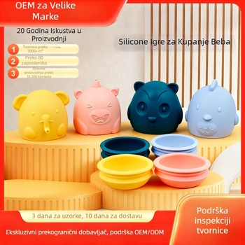 Silikonske igračke za kupanje za bebe – 4-dijelni set, raspršivanje vodom, edukativna kupalna igra za djecu 3–6 godina