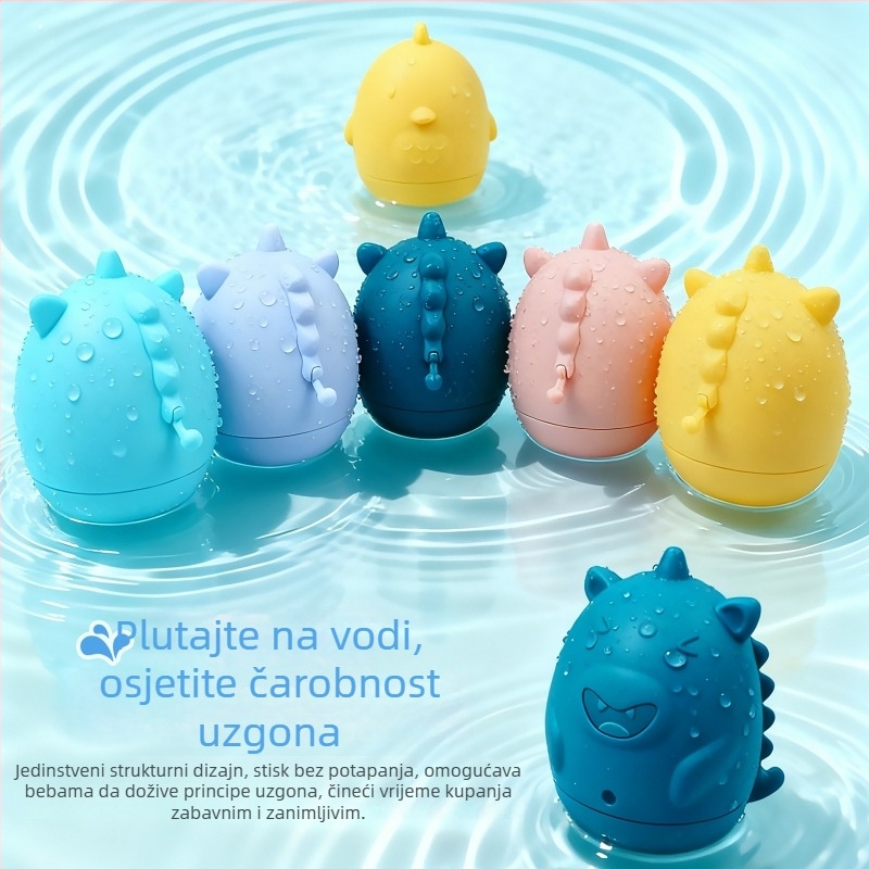 Silikonske igračke za kupanje za bebe – 4-dijelni set, raspršivanje vodom, edukativna kupalna igra za djecu 3–6 godina