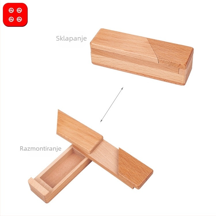 Drvena kutija-puzzle Kong Ming/Luban Lock — slagalica za otključavanje, za dob 7–14 godina