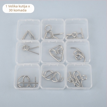 Metalni puzzle s devet prstena – Luban Lock i Kongming Lock, otključavanje prstena, edukativna mentalna igra za uzrast 7–14 godina, bijelo pakiranje, bez DIY