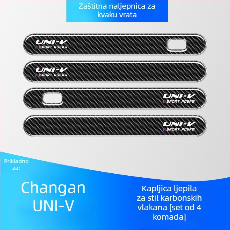 Grand Master 3D naljepnica za zaštitu ručke vrata s teksturom karbonskih vlakana, UNI-V model, lijepljenje, mogućnost prilagodbe