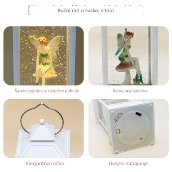 Glazbena kutija: rotirajući snježni balet, kristalna kugla, smola i plastika