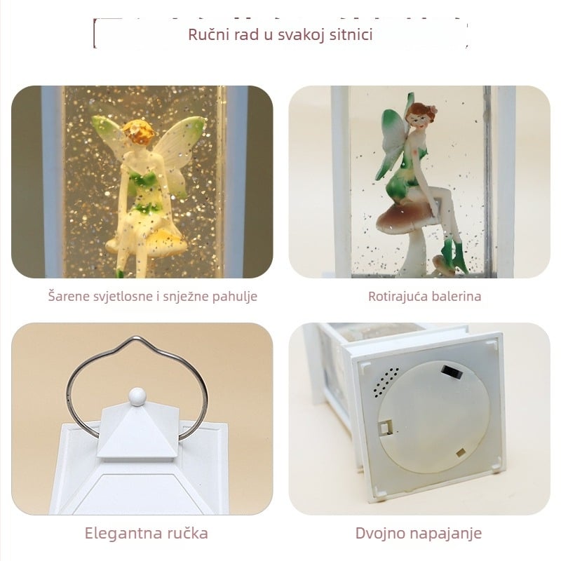 Glazbena kutija: rotirajući snježni balet, kristalna kugla, smola i plastika