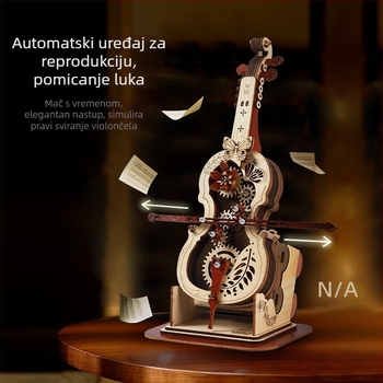 Drveni DIY kutija za glazbu s violončelom i violom – retro stil, sklopni model, mogućnost ispisa logotipa, poklon za rođendan
