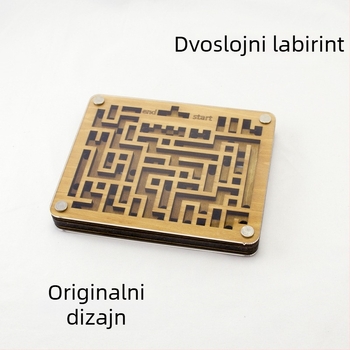 Drveni Luban lock-puzzle s dvostrukim labirintom — materijal: drvo; funkcija: logičko razmišljanje; DIY dostupan; za uzrast 7–14 godina