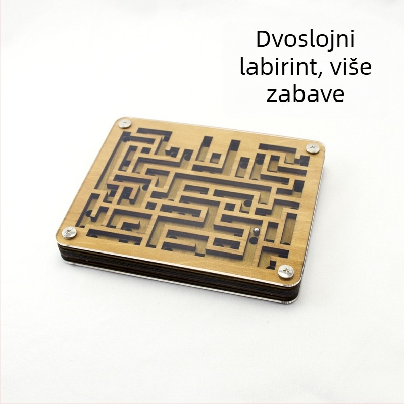 Drveni Luban lock-puzzle s dvostrukim labirintom — materijal: drvo; funkcija: logičko razmišljanje; DIY dostupan; za uzrast 7–14 godina