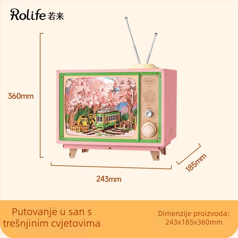 DIY drvena kutija za glazbu – ručno izrađen model, tema Sakura Dream Journey, materijal drvo, stil modernistički minimalistički, ispis i UV ispis, bez prilagodbi