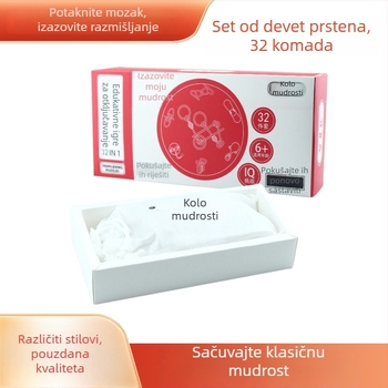 Wisdom Wheel metalni puzzle s devetom lanaca za djecu i odrasle, mozgalica za mentalni izazov, OEM prilagodba logotipa, uzrast 7–14 godina