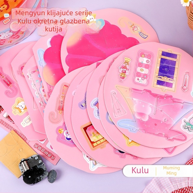 Rotirajuća glazbena kutija, karikaturalni stil; materijal: bijela karton EPS ploča; bez prilagodbe; bez otiska logotipa; artikl: 59838.