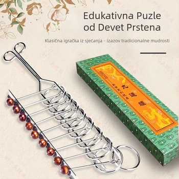 Puzzle s Devet Prstena za djecu – legura, logička igra, Nine Rings kategorija, rješavanje prstena, za uzrast 15–35 godina
