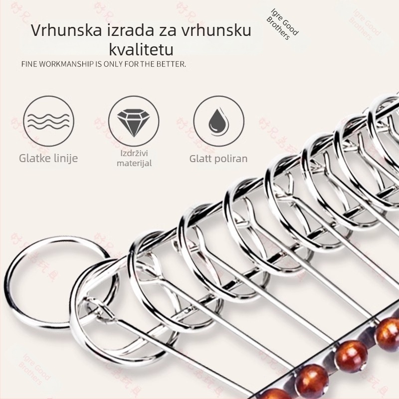 Puzzle s Devet Prstena za djecu – legura, logička igra, Nine Rings kategorija, rješavanje prstena, za uzrast 15–35 godina