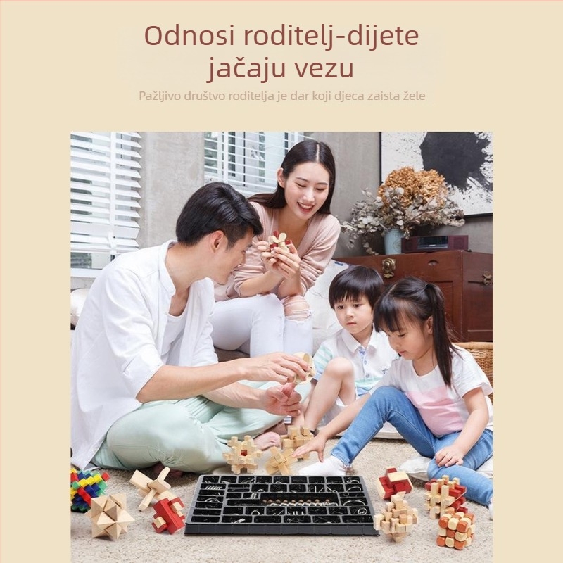 Puzzle Nine Rings (Lu Ban Lock/Kong Ming Lock) - Set od 30 komada, u poklon kutiji, Željezna konstrukcija, Trening strpljenja, Za uzrast 14+