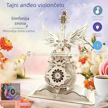 Secret Realm Bluetooth kutija za violončelo, DIY drveni sklop — poklon za rođendan djevojkama
