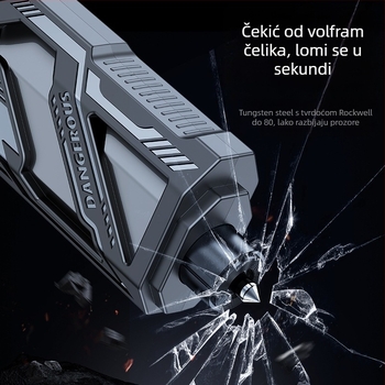 Automobilski sigurnosni čekić – mini višenamjenski alat za razbijanje stakla i rezanje sigurnosnog pojasa, prenosni hitni alat (Materijal: PC+ABS, Težina: 22 g, Marka: Zoch, Prilagodljivo: Da)