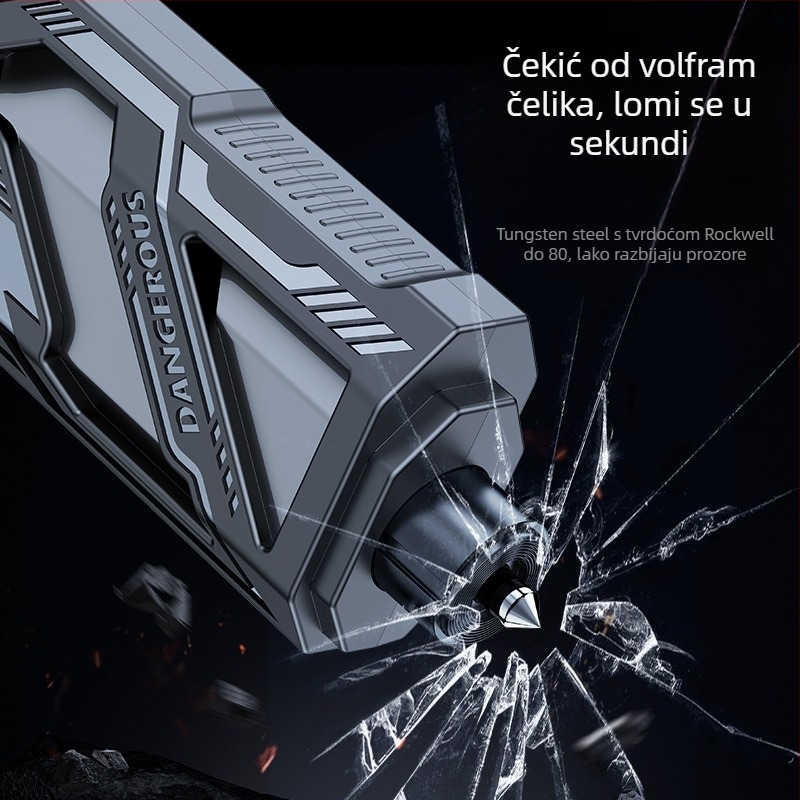 Automobilski sigurnosni čekić – mini višenamjenski alat za razbijanje stakla i rezanje sigurnosnog pojasa, prenosni hitni alat (Materijal: PC+ABS, Težina: 22 g, Marka: Zoch, Prilagodljivo: Da)